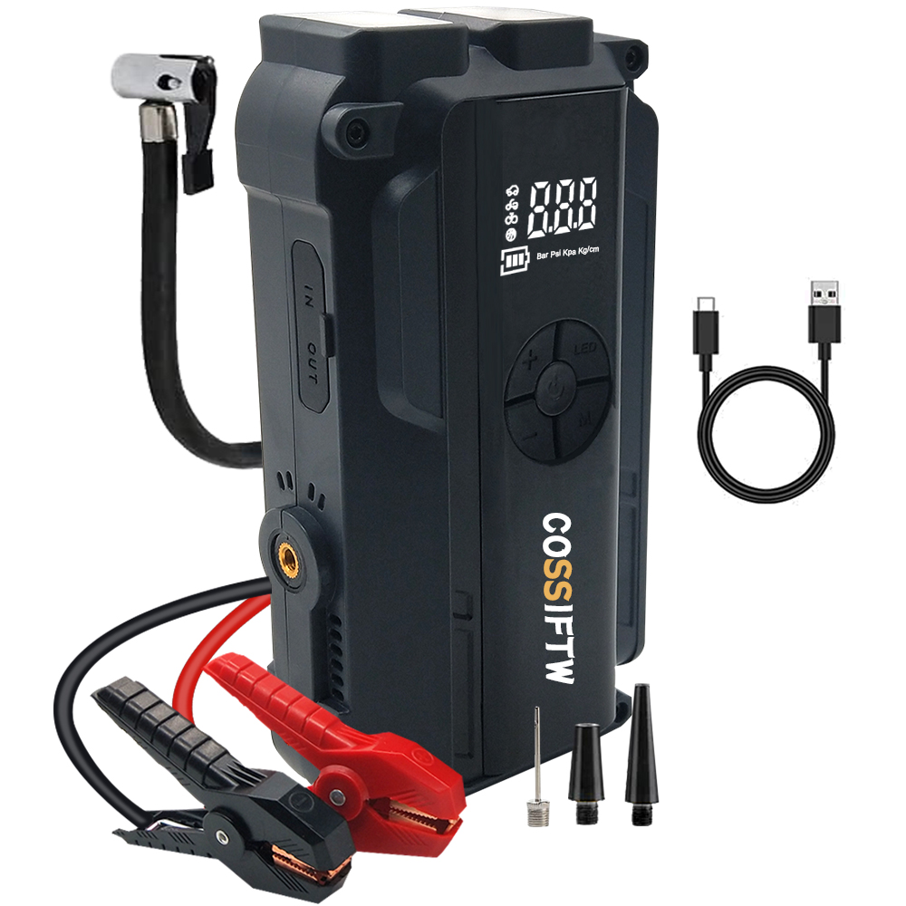 12v Automobile Emergency Power Supply High Power Multifunction Car Battery Jump Jumper Starter Power Bank With Air Pump