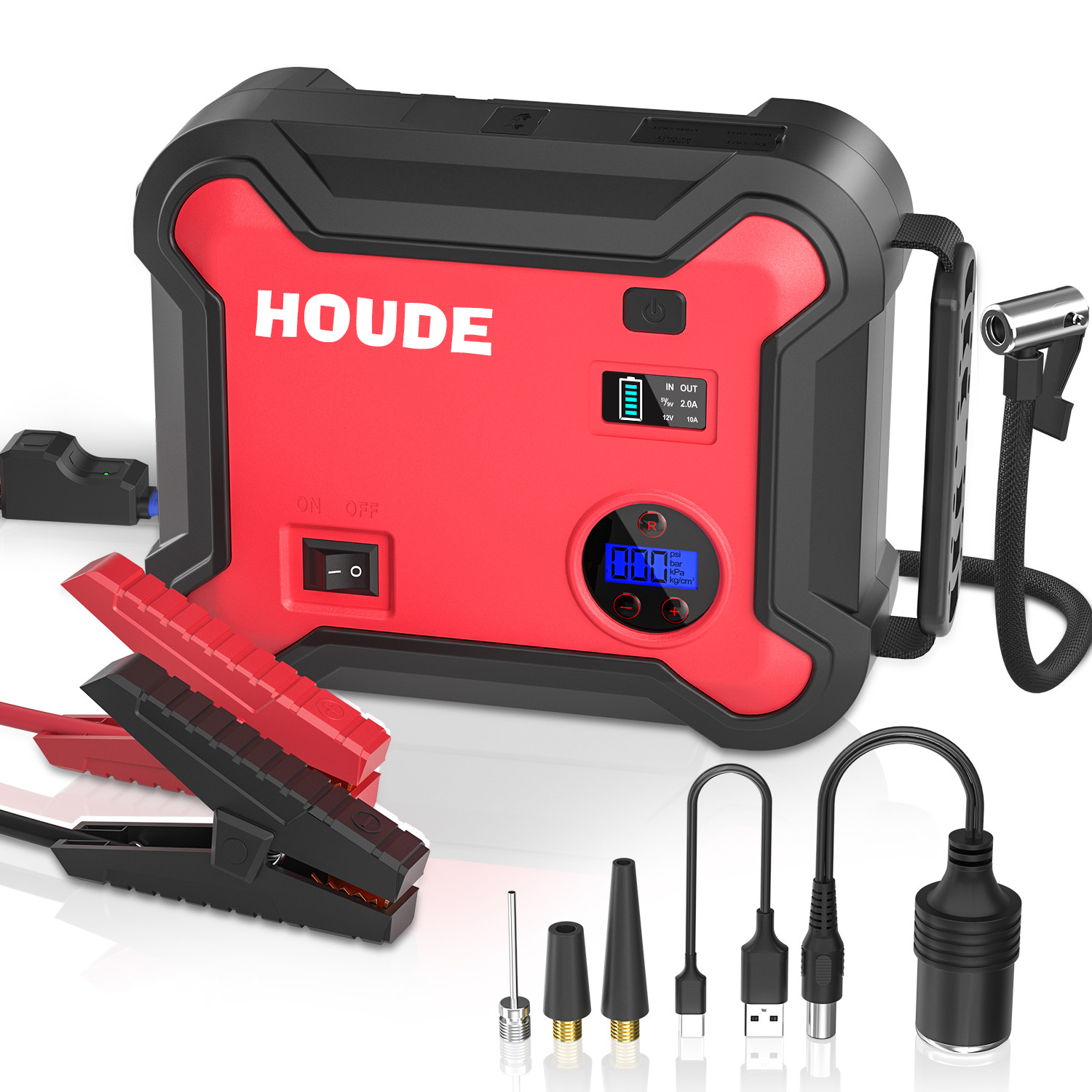 12v tragbare Notfall-Starthilfe und Reifenkompressor-Autobatterie-Booster mit Luft-Powerbank-Powerbank-Ladegerät